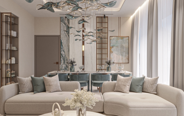 Calm interior space designed with design in Dubai