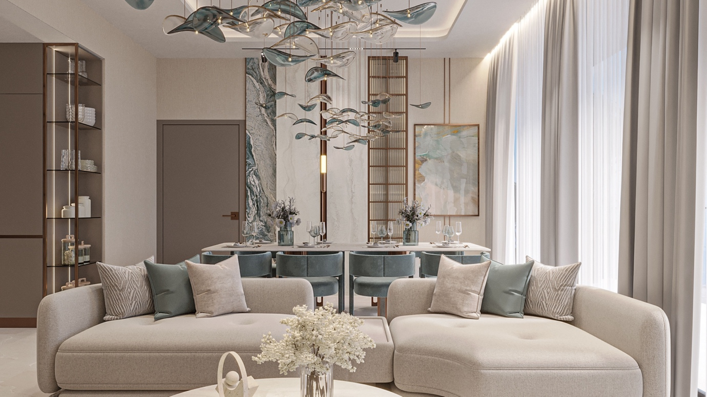 Calm interior space designed with design in Dubai